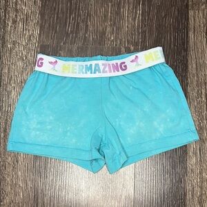 Wonder Nation girls blue cotton shorts with mermazing on the band size small